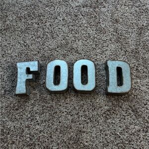 Hobby Lobby Galvanized Metal 'FOOD' Letters - Silver and Black